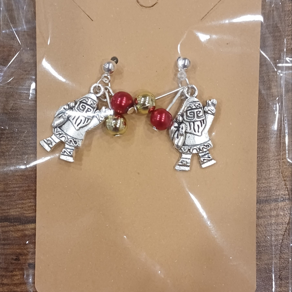 Handcrafted Silver Charm Christmas Santa earrings